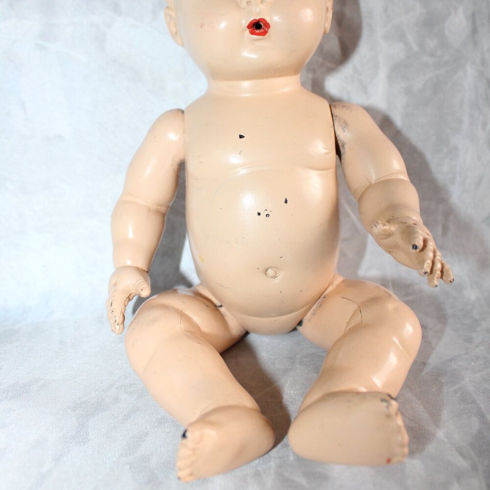 Vintage Composite Jointed Side Glancing Open Mouth 10.5" Baby Doll - Picture 14 of 15